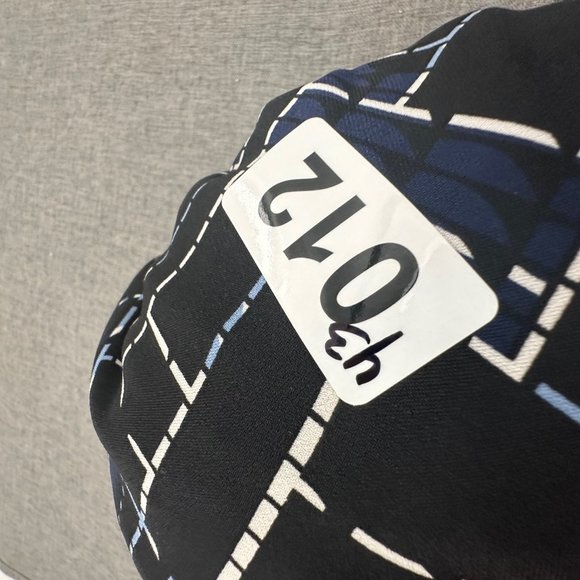 White House Black Market Faux Wrap Dress XXS Black Blue White Elastic Waist - Picture 12 of 12